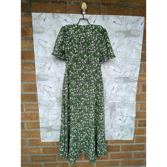 ME+EM GREEN/WHITE FLORAL MAXI DRESS, WRAP DETAIL. Size UK8/USA 4 - Picture 10 of 13